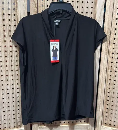 Buffalo David Bitton Elevated Knit V Neck Blouse with Cap Sleeve NWT