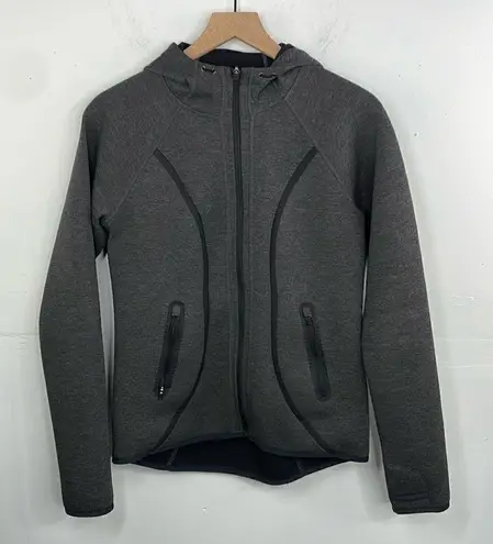 Athleta  Fuse Hooded Scuba Gray Thumbhole
Zipper Pocket Zip Up Jacket Sz Small - Image 1