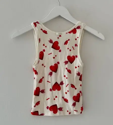 SKIMS Valentines Day Heart Cotton Rib Tank S White - $50