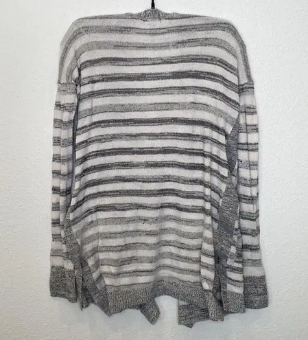 Calvin Klein Jeans  Gray White Striped Open Front Knit Cardigan Lightweight