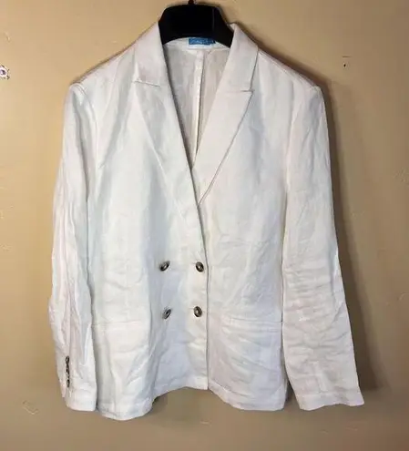 J. McLaughlin  Womens Linen White Blazer Size6 Beachy Vacation Career Wear