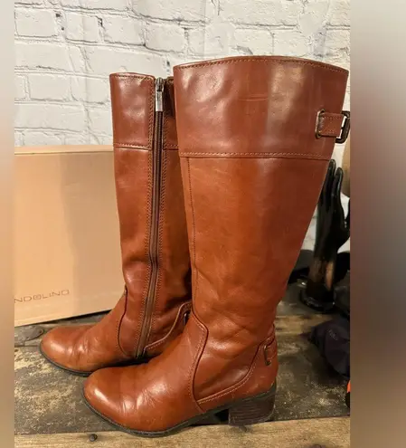 Bandolino Vintage Womens Size 6 Cognac Leather Riding Boots