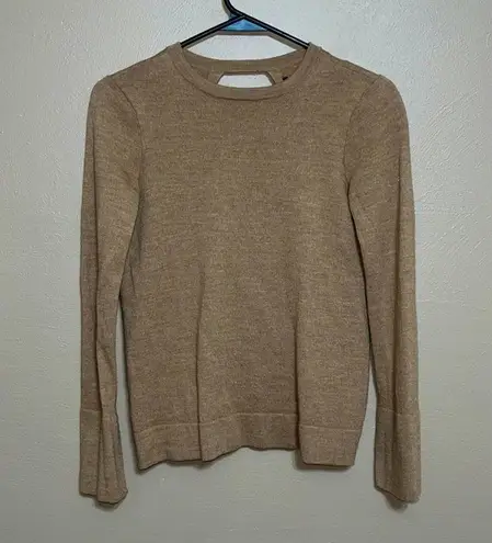 BCBGMAXAZRIA Womens  tan open back 100% merino wool sweater fall warm winter