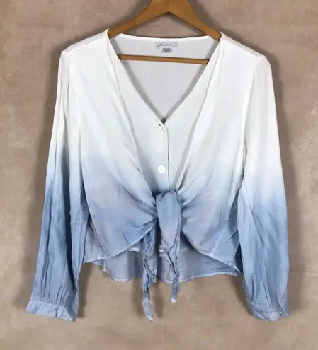 Ultra Pink Dip-Dye Wrap Front Long Sleeve Top NEW 1X