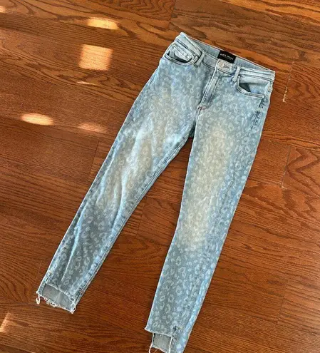 BLACK ORCHID Miranda Off Step High Rise Skinny Jeans Cheetah Print Size 25 Luxe Blue