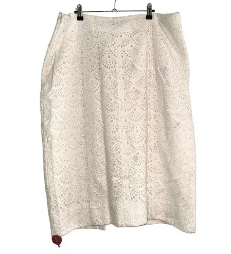 Tanya Taylor NWT Azalea Button Front White Eyelet Linen Skirt 16