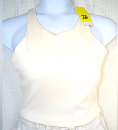 All In Motion NWT  Light Support Ribbed Flex Cropped Sports Bra Cream Size XXL