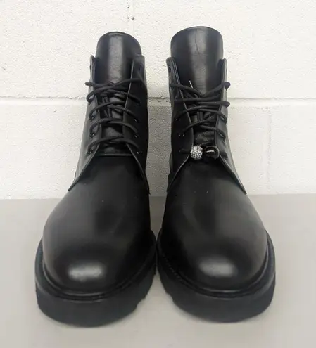 NEW Dear Frances black combat boot Sz 42 US 12 beaded vegan park shoes lace up