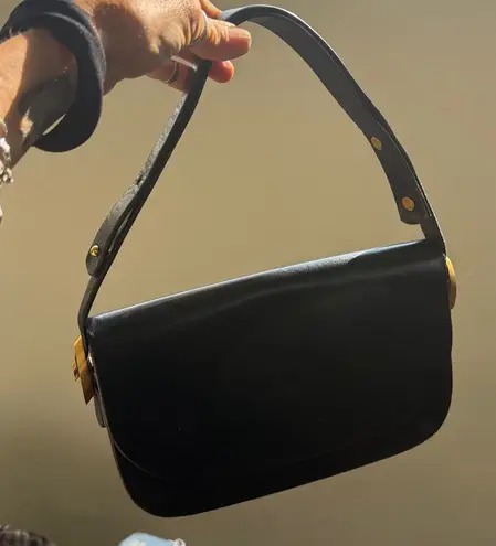 Rodo vintage Italian Black Leather Bag w/ matching coin purse convertible strap