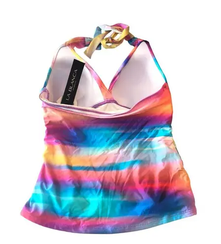 La Blanca Tankini Set Sunset Shores Tummy Control Halter Molded Cups Colorful 6