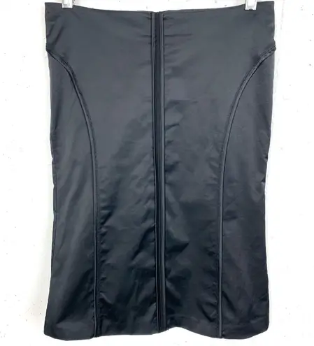 Marciano Womens Princess Seam Pleated Skirt Cotton Stretch Shiny Black Size 2