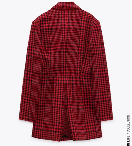 ZARA Red Houndstooth Jumpsuit Dress