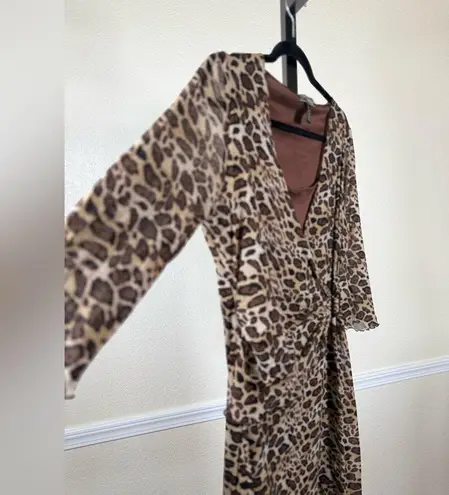 Vertigo Paris Leopard Animal Print Dress XL Sheer Mesh Y2K Retro Glam Stretch