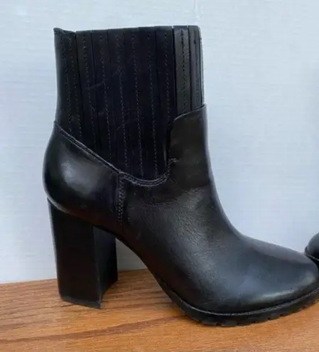 Vintage vtg 90s 1990s Y2K 2000s Black Square toe chunky Block Heel Boots retro Size 10