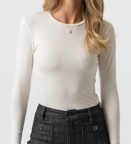 Saint + Sofia Austen Crew Neck Long Sleeve Shirt Cream Size 12