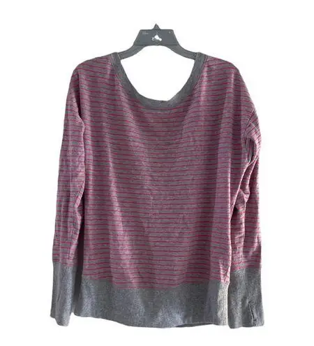 Victoria's Secret Victoria’s Secret Sport hot pink grey striped sweatshirt size medium 78% cotton