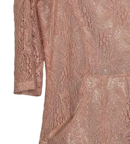 Maeve Anthropologie Dress Size Large Pink Lace Cotton Blend Lined Womens