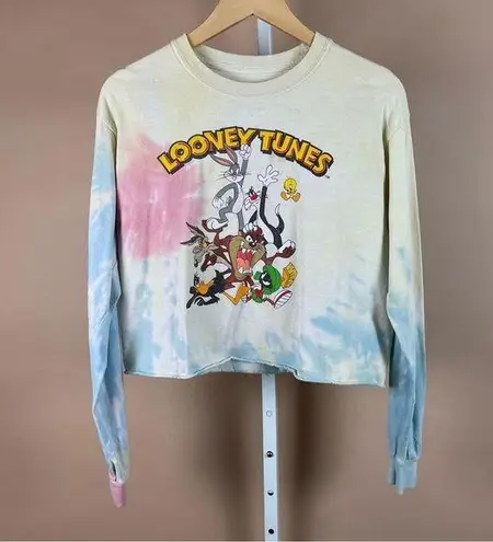 Looney Tunes Gang Size Medium Tie Dye Pastel Graphic Long Sleeve Crop To Y2K