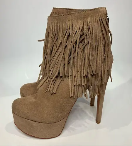 Schutz tan fringe leather platform heels women’s size U.S. 7 party western