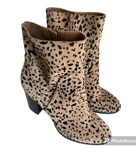 Gibson Latimer Lessonii Cheetah/Leopard Suede Block Heel Boots Size 8.5