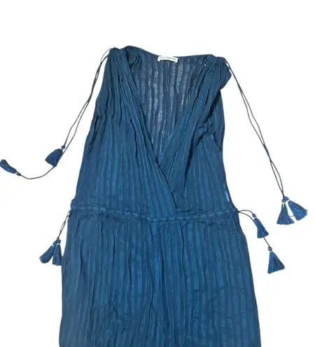 Ulla Johnson Navy Striped Jumpsuit Size 8 NWOT Tassels V Neck
