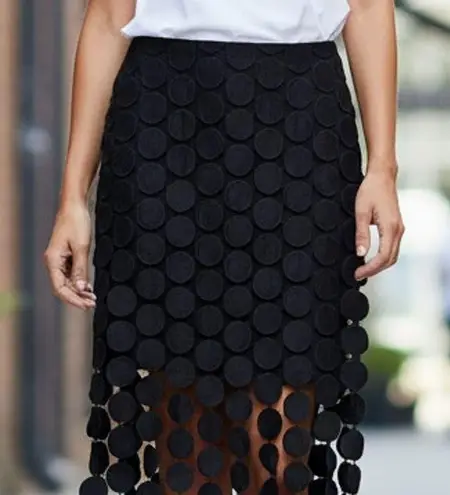 NWOT ~ Women's Black Boho Fringe Long Skirt with Mini Skirt Underneath ~ MEDIUM