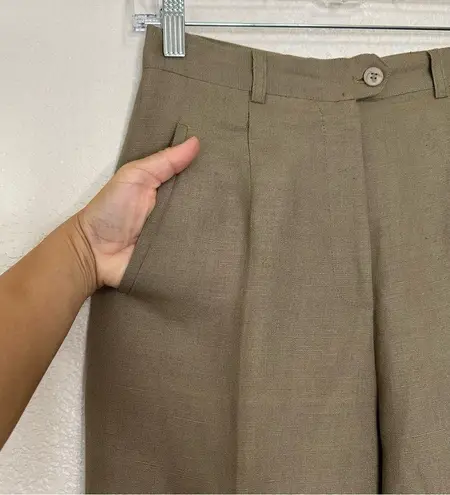 Giorgio Sant Angelo Linen Blend Tan High Waisted Trouser Pants, Sz 6