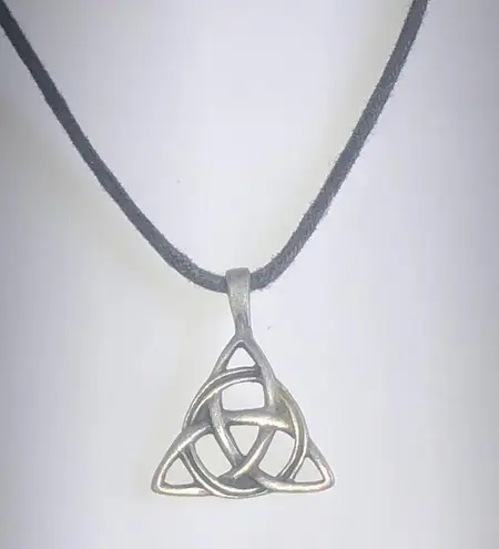 Silver Tone Pewter Celtic Knot Boho Pendant Necklace