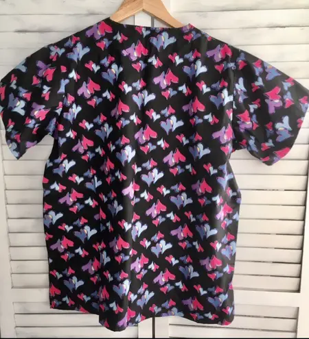 Hearts Scrub Top, Medium Black