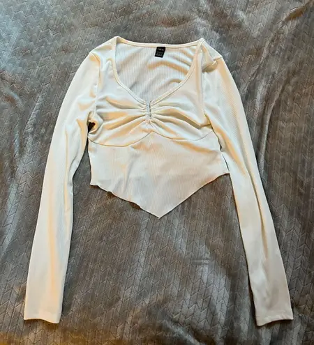 SheIn Long Sleeve White Crop Top