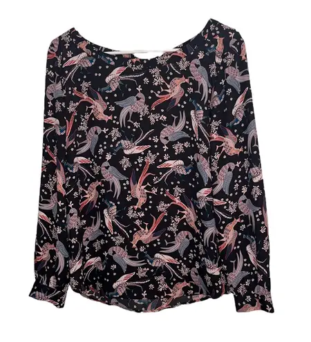 The Loft Women’s petite long sleeve snowbird print blouse