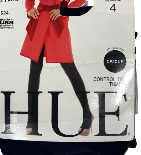 Hue NWT expresso brown + black opaque control top tights size 4 L XL