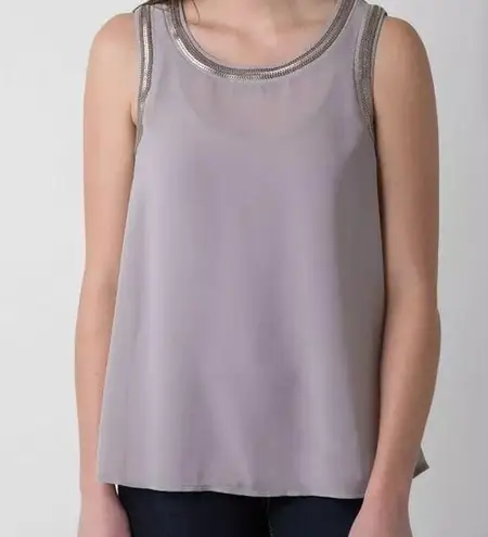 BKE Boutique taupe mixed media chiffon sequin tank size medium