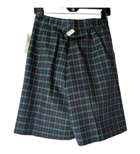 NWT Classic Preppy Tartan Plaid Pleated Wool High Rise Shorts Womens Sz 10 Blue