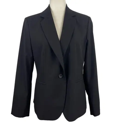 ZARA  Single Breasted Black Long Classic Fit Blazer Jacket Shoulder Pads Size 10