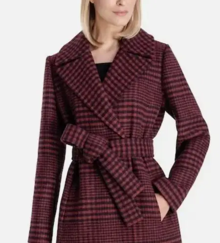 Anne Klein NWT  Coat Women's Wool Blend Plaid Belted Wrap Plus Size 14