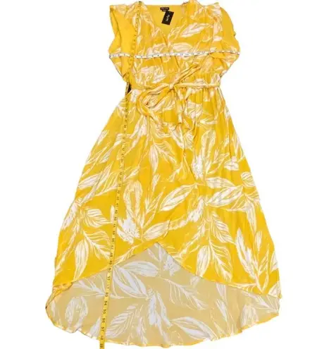 City Chic NWT  Size 22 Boho maxi dress midi hi low Yellow white Plus Flowy