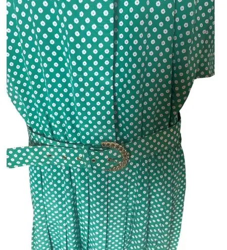 Leslie Fay  Dresses SZ 16 Vintage green and white belted dress