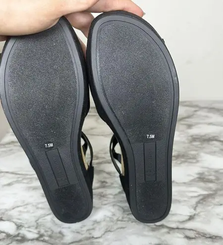 Giani Bernini Womens 7.5 Black Memory Foam 1/2" Platform Ellenaa Wedge Sandals