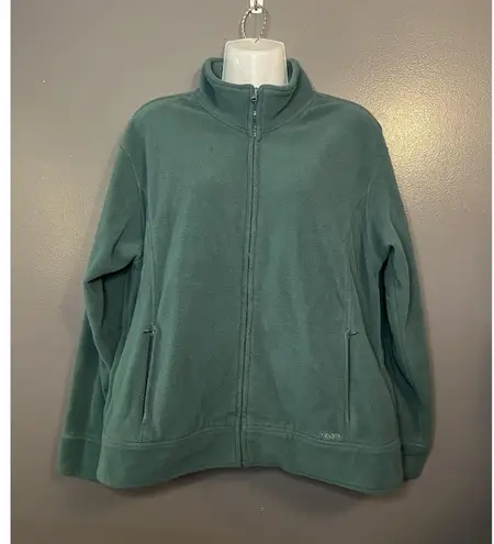 IZOD Fleece Jacket Womens Large Green Full Zip Pockets Cozy Outdoor Pullover