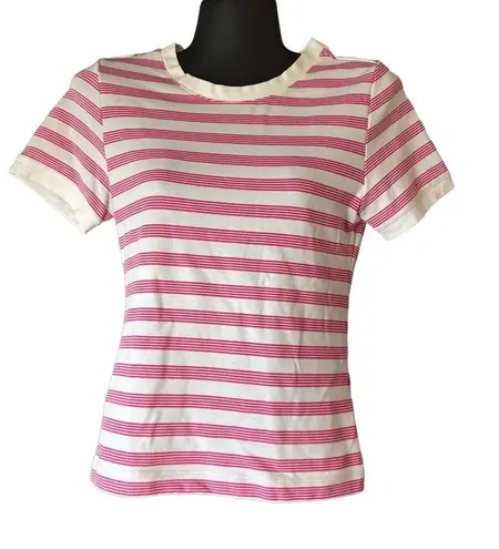 Maeve By ANTHROPOLOGIE Pink White Striped Shirt Tee Top