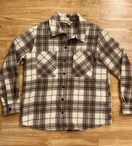 Como vintage Tan/Taupe and White Plaid  Flannel Jacket