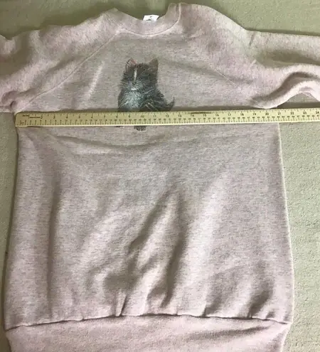 Vintage Pannill Women Kitten Print Sweatshirt Sz XL Pink/Gray EUC CottageCore Pink