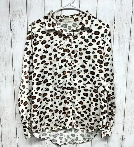 Sophie Rue Button Up Women Small Animal Printed Long Sleeve Collared Polyester