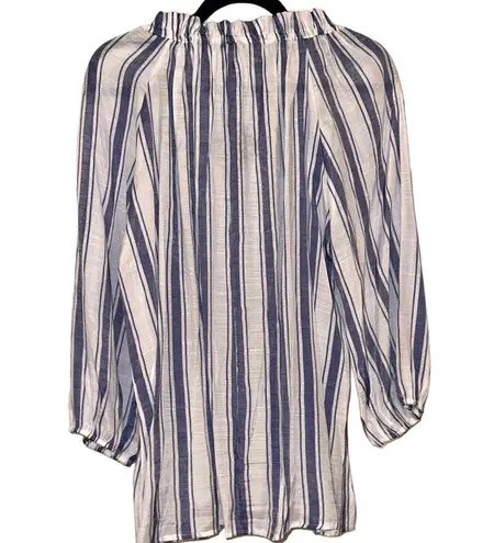 Harvé Benard Harve Benard Sheer Blue and White Striped Blouse Size 1X