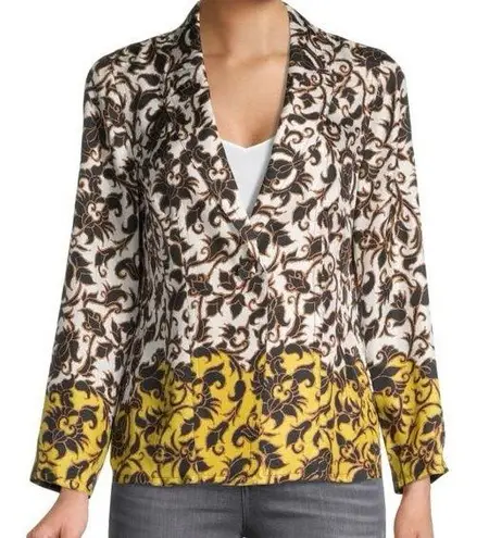 NWOT Kobi Halperin 100% silk dip dye floral jacket blazer marigold Large