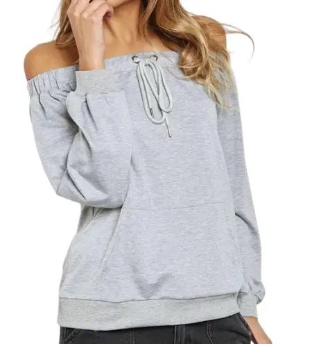 Lumière New Off The Shoulder Sweatshirt Bardot Sweat Top Heather Gray