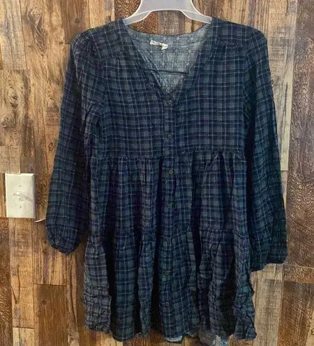 Harper Heritage  Women Green Plaid Casual Dress Ruffle Tiered medium green