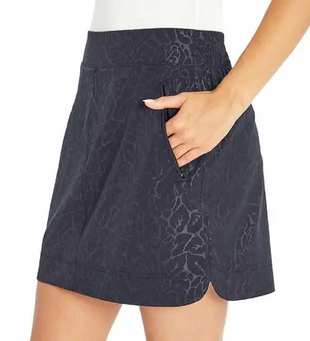 Orvis NWT! Women's Black Rose Embossed Floral Print Pull-On Travel Skort Size L