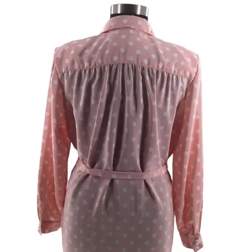 Leslie Fay Vintage Plus Size Pink and White Polka Dot Dress